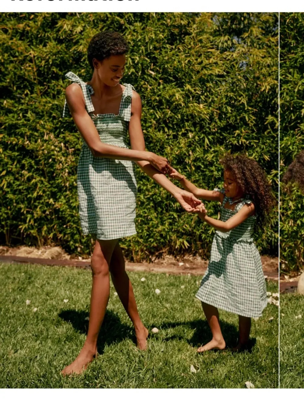 Reformation Green and White Gingham Smocked Sundress - Picture 10 of 12